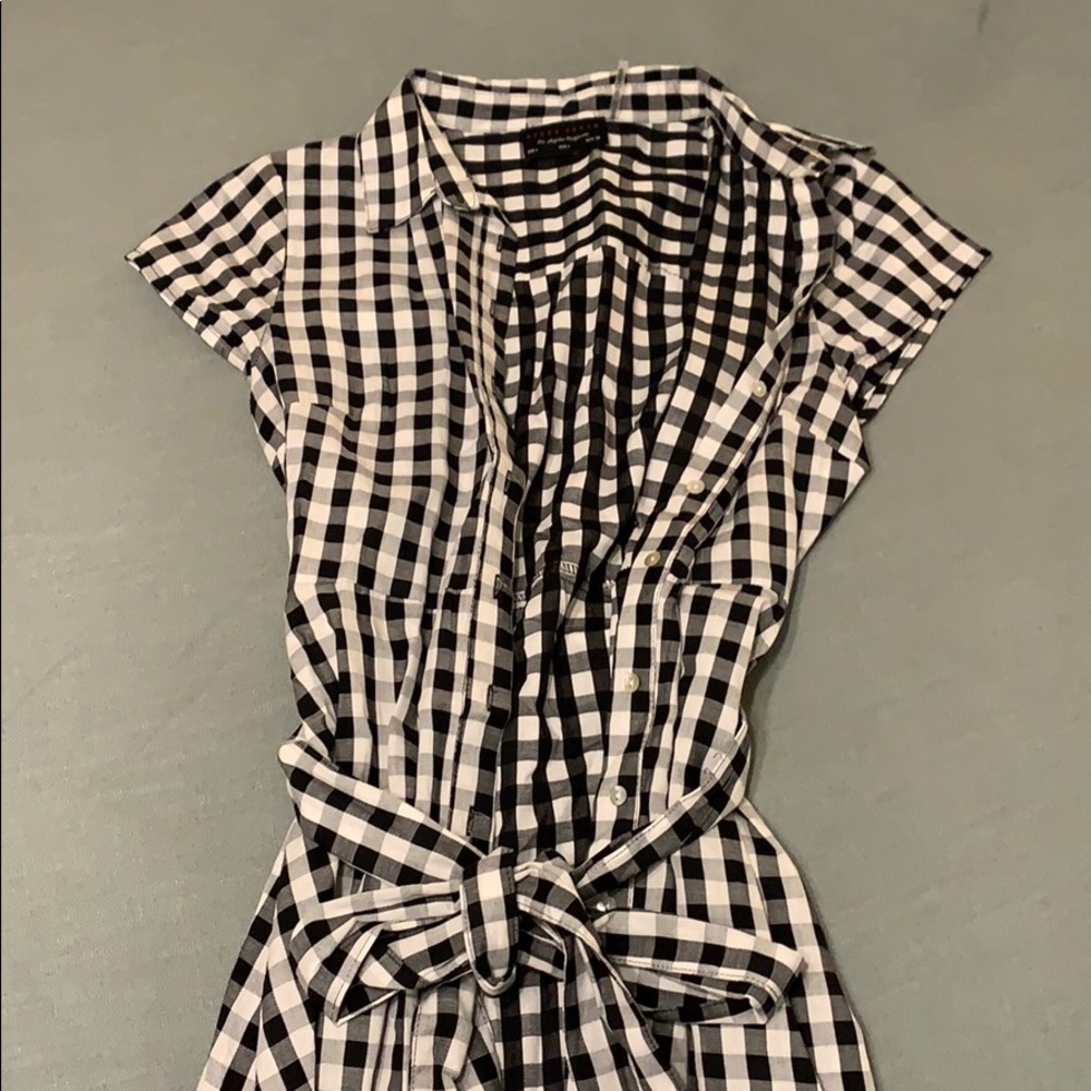 black and white checkered dress